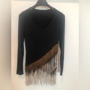 Long Sleeve Fringe Top